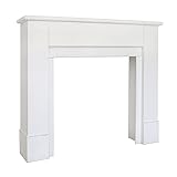 Kaminkonsole Lakehouse weiß Shabby aus Holz Kaminumrandung Hamptons S