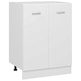 vidaXL Unterschrank mit 2 Regalböden Küche Schrank Küchenzeile Küchenmöbel Küchenschrank Küchenunterschrank Weiß 60x46x81,5cm Spanp