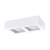 EGLO LED Deckenleuchte Ferreros, 2 flammige Deckenlampe, Wohnzimmerlampe Modern, Küchenlampe aus Stahl und Kunststoff, Flurlampe Decke in Weiß