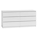Elegante und geräumige Kommode mit 6 Schubladen, 140 cm, Weiß, perfekt für Wohnzimmer, Büro, Schlafzimmer'