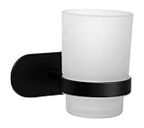 Ambrosya - Zahnbürstenhalter ohne Bohren - Bad Badezimmer Becher Glas Halter Halterung Selbstklebend Wand Zahnputzbecher (Edelstahl (Schwarz))