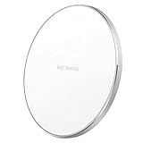 fasloyu 10W Qi Fast Wireless Charging Pad Kompatibel mit iPhone 13/12/SE/11/X/XR/8, Ultra Slim Round Wireless Charge Mats Kompatibel mit Samsung Galaxy S21/S20/S9/Note 20/10 (Weiß)