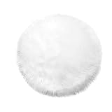 Teppich Wölkchen Lammfell-Teppich Kunstfell Schaffell Imitat | Wohnzimmer Schlafzimmer Kinderzimmer | Als Faux Bett-Vorleger oder Matte für Stuhl Sofa (Weiss - 45 cm Rund)