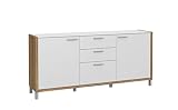 expendio Sideboard Felix 3 weiß Catania Eiche 186x86x42 cm Anrichte Schrank Wohnzimmer E