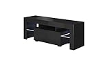 muebles bonitos – TV Möbel Modell Elio (130x45 cm) schwarz mit LED Beleuchtung