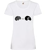 Gehirn vs. Boxhandschuh Frauen Lady-Fit T-Shirt Weiß M