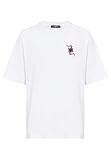 T-Shirt für Herren Oversize Kurzarm Baumwolle Rundhals Streetwear Weiß XL