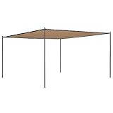 vidaXL Gartenpavillon mit Schrägdach Pavillon Pergola Gartenzelt Terrassendach Sonnenschutz Überdachung 400x400x264cm Beige 180g/m²
