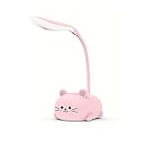 Monlladek Tischlampe Cartoon Nettes Haustier Katze Nachtlicht USB Wiederaufladbare Led Tischleuchte Kinderaugenschutz Warmweiß Schreibtischlampe (rosa)