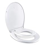 Toilettendeckel Familien mit Kindersitz Integriert, Gomyhom WC Sitz mit Absenkautomatik Weiß, Antibakteriell Befestigung von oben Schnelle Demontag