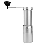 XDYNJYNL Modern Manuelle Kaffeemühle PC +. Aluminiumlegierung integrierter Haushalt handgekrankte kaffeebohnenschleifer kleine tragbare Grinder Externe Punkt einstellscheibe (Silber) Geschenk