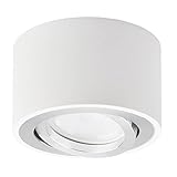 KYOTECH LED Aufputz Deckenleuchte Flach 230V Schwenkbar Ø80x50mm Downlight inkl. 5W LED Modul Aufbauspot Warmweiß 3000K 400LM LED Aufputz Spotleuchte Rund Weiß