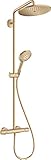 hansgrohe wassersparendes Duschsystem Croma Select S 280 Regendusche (Kopfbrause, Duschkopf, Duschstange, Thermostat, Schlauch, 3 Strahlarten) Brushed B
