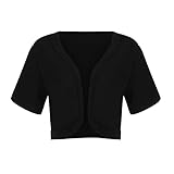 IsMoon Damen Chiffon Bolero Strickjacke Kurz Cardigan Kurzarm Bolerojacke Oberteil Elegant Shrug für Hochzeit Abendkleid Brautk