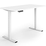 ESMART Germany ELX-121WW 120 x 60 cm Weiß Ergonomischer Steh-Sitz Schreibtisch Stufenlos elektrisch höhenverstellbar 71-121cm 4 x Memory Soft-Start/Stopp Schnelle Montag