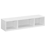 VASAGLE TV-Schrank an der Wand, hängendes TV-Regal, Hängeschrank, Wandregal mit 3 Fächern, schwebend, wandmontiert, platzsparend, weiß LTV104W01