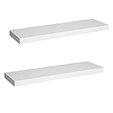 WOLTU RG9318ws-2 2X Wandregal Wandboard Bücherregal Regale für Deko Wandablagen aus MDF Holz, 2er Set Hängeregal Weiss, 80x23x3,8