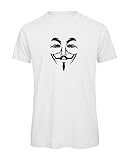 Street Decals Guy Fawkes V for Vendetta Anonymous Graphic T-Shirt, 100 % organisch, in Geschenkbox, weiß, XL