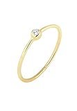 Elli PREMIUM Ring Damen Solitär Klassisch mit Zirkonia Kristalle aus 375 Gelbg