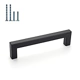 Astrée 25 Stück Schrankgriffe Möbelgriffe Edelstahl Griffe Schrank Steggriff Bohrlochabstand 128mm Modernes Küchengriffe（Schwarz Ø 12mm）
