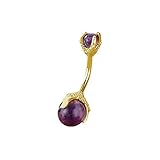 ZRSYH Klaue Bauchnabel Ringe Schöne Einzigartige Bauchnabelpiercing Schmuck Drachenklaue Kristall Bauch Ring Frauen Mädchen Bauchnabelpiercing Ringe,Gold (Amethyst)