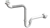 Design Raumspar-Waschtisch-Siphon DN32-5/4' | Raumspar-Möbelsiphon für Waschbecken | Platzsparender Ablauf aus ABS-Kunststoff | Kürzbar | Formschöne Ablaufgarnitur 1 1/4' (Raumspar flexibel)