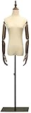 JYHW Weibliches Mannequin Torso Körper Kleiderform mit Metallständern und Holz Arme Kleid Kleidung Schmuck-Anzeigen Nähen (Color : Brown, Size : S)