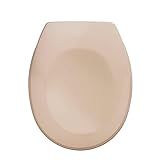 WENKO WC-Sitz Bergamo Beige - Antibakterieller Toilettensitz, verstellbare, rostfreie Edelstahlbefestigung, Duroplast, 35 x 44.4 cm, Beig