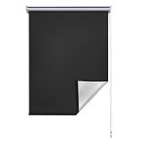 Lospitch Verdunkelungsrollo ohne Bohren Klemmfix 100% Polyester 60cm x 200cm Schwarz Verdunklungsrollo Fensterrollo Rollo Seitenzugrollo Klemmrollo für Fenster & Tü