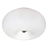 EGLO Deckenlampe Optica, 2 flammige Deckenleuchte, Material: Stahl, Farbe: Nickel matt, Glas: Opal matt weiß, Fassung: E27, Ø: 35