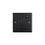 Eurolite 1-fach Steckdose, 13 A, 1-fach, geschaltet, Mattschwarz mit schwarzen Schaltern und Z