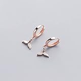 Frauen Silber Ohrringe, 925 Sterling Silber Meerjungfrau Schwanz Creolen Kubikzircon Rose Gold Farbe Ohrschmuck Für Frauen S-E1107 Geschenke Für Freundin, Ehefrau, Schwester, Tochter, Mutter Zum Geb