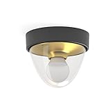 Deckenleuchte mit Bewegungsmelder rund Ø18cm IP44 klein in Schwarz Gold E27 Badlampe Beleuchtung Trepp