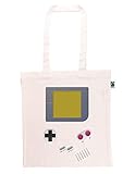 clothinx Handheld Konsole im Vintage 90er Jahre Retro Print | Gamer | Nerd | Geek | Computer Freak | LAN-Party | 100% Bio und Fair Tasche Weiß