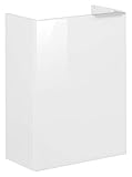 FACKELMANN Mini-Waschtischunterschrank Kara/Badschrank mit Soft-Close-System/Maße (B x H x T): ca. 44 x 60 x 25 cm/Türanschlag Links/Korpus: Weiß matt/Front: lackiertes Glas in Weiß