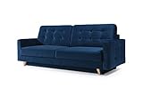 mb-moebel Schlafsofa Kippsofa Sofa mit Schlaffunktion Klappsofa Bettfunktion mit Bettkasten Couchgarnitur Couch Sofagarnitur - Carla (Marineblau)