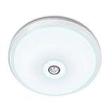 XH&XH 15W PIR-Bewegungsmelder-LED-Deckenleuchte, 120W-Glühlampen-Äquivalent-Panel-Leuchte, 1200LM runde Aufputz-Sicherheitswandleuchten für Badezimmer, Garage, Flur, Keller - 6500K Tag