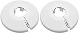 2er SET Kunststoff Heizkörperrosetten für 15mm Rohre Farbe weiß Rohrabdeckung Rohrschelle Rohrmanschette schnelle und einfache Montage mit Clip