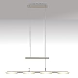 Trango 2013-42R Design stufenlos dimmbar & höhenverstellbar LED Pendelleuchte *MOMO* Edelstahl-Optik 880mm Lang inkl. 4x 5.5 Watt LED Modul 3000K warmweiß Esstischleuchte - Hängelampe – Deck