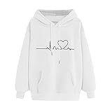 Damen Hoodies Farbblock Sweatshirt Pullover Casual Kapuzenpullover Langarm Shirts Kordelzug Oberteil Tops Buchstaben Print Sweatshirts Winter Hip Hop Top Vintage Oversized Sportbekleidung H