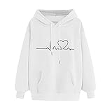 Damen Hoodies Farbblock Sweatshirt Pullover Casual Kapuzenpullover Langarm Shirts Kordelzug Oberteil Tops Buchstaben Print Sweatshirts Winter Hip Hop Top Vintage Oversized Sportbekleidung H