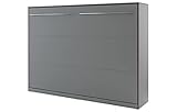 Schrankbett Concept PRO Horizontal, Wandklappbett, Bettschrank, Wandbett, Schrank mit integriertem Klappbett, Funktionsbett (140 x 200 cm, Grau, Horizontal)