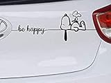 Generic Snoopy Woodstock Be Happy Aufkleber 2 teilig (schwarz)