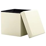 Zedelmaier Sitzhocker Sitzwürfel mit Stauraum Fußbank Truhen Aufbewahrungsbox faltbar belastbar bis 300 kg, Deckel abnehmbar, 38 x 38 x 38 cm (Beige)