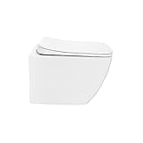 i-flair WC Cube Wand Toilette spülrandlos inkl. WC Sitz mit Softclose Absenkautomatik + abnehmbar - Weiß