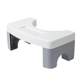POHOVE Toilettenhocker Toilettenhilfe Tritthocker Squatty Fußbank Badezimmer WC Hocker Toiletten-Stuhl Hockender Stufen-Toilettenhocker Hocker für Toilette Kinder und Erwachsene(Weiß und Grau)