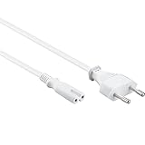 PSBasics Netzkabel 1,5m 2 polig Eurostecker Doppelbuchse Euro 8 Stromkabel Weiß