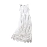 Damen Spitze Floral Camisole Tank Slip Extender Kleid für Unterkleid Nachtwäsche, Weißer Tank, One S