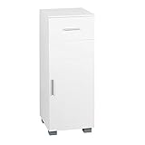 eSituro Badezimmerschrank mit Schublade und vielem Stauraum Hochschrank Badschrank aus MDF Kleiner Schrank weiß 30x80x30