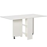 HOMCOM Esstisch Klapptisch Schreibtisch Beistelltisch Tisch Ablagefläche Holz Weiß 80 x 140 x 74
